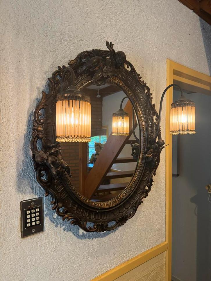 Ovale Spiegel met Barok Lampjes - 55cm, Huis en Inrichting, Woonaccessoires | Spiegels, Gebruikt, 50 tot 75 cm, Minder dan 100 cm