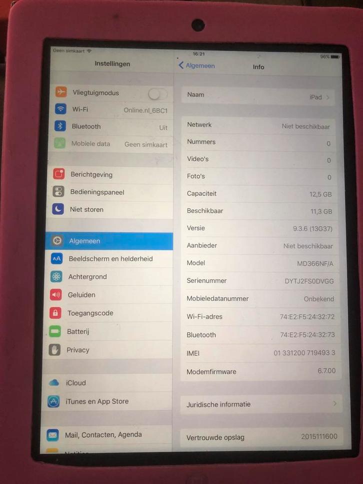 Apple iPad - 16GB - Roze, Computers en Software, Apple iPads, Gebruikt, Apple iPad, Wi-Fi, 9 inch, 16 GB, Overige kleuren, Ophalen of Verzenden