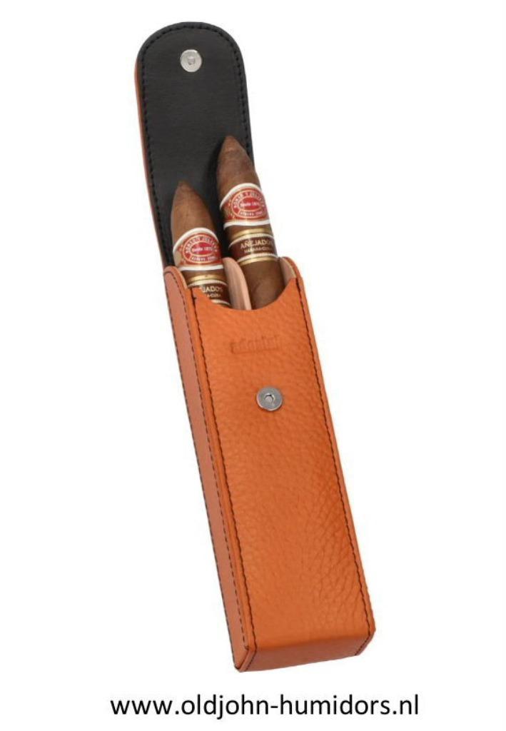 ADORINI  SIGAREN ETUI SIGARENKOKER LEER  ORANJE / OKER  sk83, Verzamelen, Rookartikelen, Aanstekers en Luciferdoosjes, Nieuw, Tabaksdoos of Verpakking