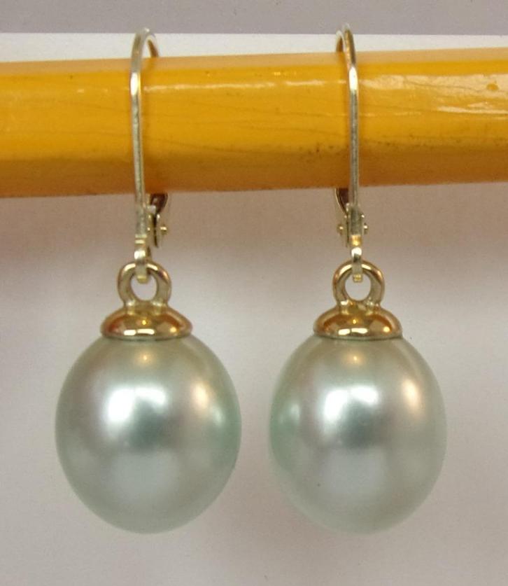 Nieuwe 14 karaat gouden oorbellen met Parels- 2,7 cm lang, Sieraden, Tassen en Uiterlijk, Oorbellen, Nieuw, Hangers, Goud, Grijs