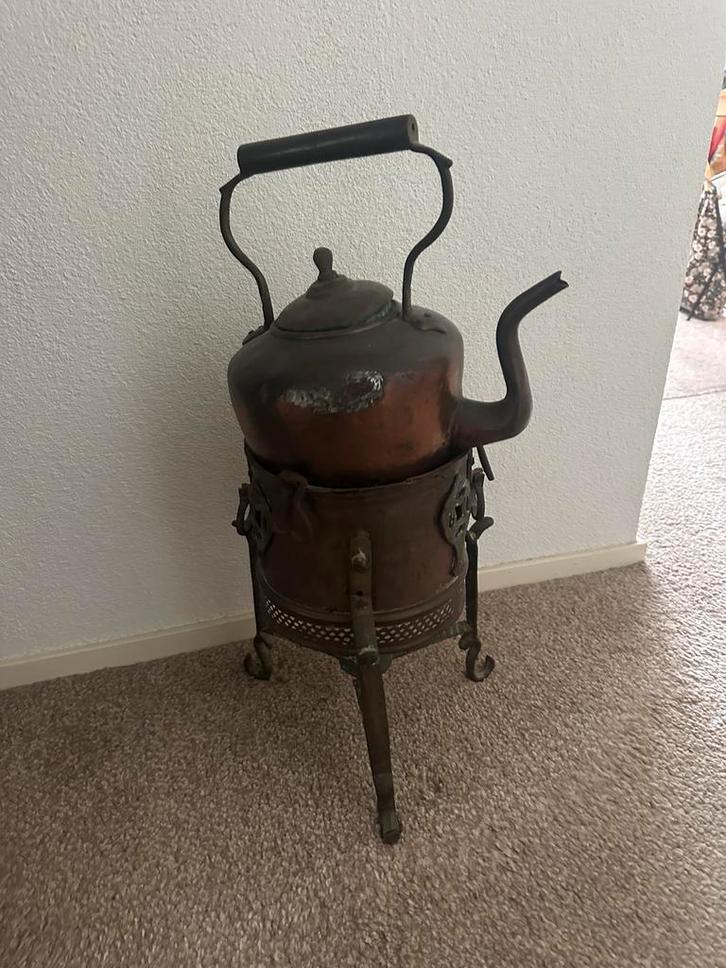 Antieke Koperen Theeketel op vuurpot, Antiek en Kunst, Antiek | Koper en Brons, Koper, Ophalen