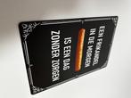 Een frikandel in de morgen reclamebord van metaal wandbord, Huis en Inrichting, Info@deconoord.nl, Deco Noord, Nieuw, Ophalen of Verzenden