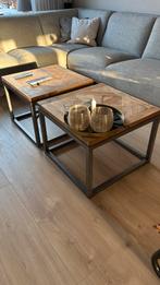 2 Teakhouten Salontafels - Unieke Look, Ophalen, Gebruikt, 50 tot 100 cm, Minder dan 50 cm