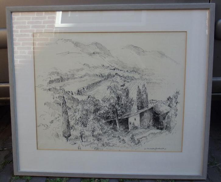 Pentekening Karel Colnot, Antiek en Kunst, Kunst | Tekeningen en Foto's, Ophalen of Verzenden