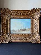 Schilderij met boten, bomschuiten Scheveningen strand, Antiek en Kunst, Kunst | Schilderijen | Klassiek, Ophalen
