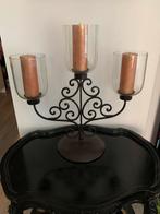 Kandelaar met 3 glazen kelken, Huis en Inrichting, Woonaccessoires | Kandelaars en Kaarsen, Ophalen, Zo goed als nieuw, Metaal