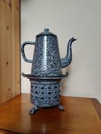 Antiek geëmailleerde grijs gewolkte koffiepot met warmhouder, Antiek en Kunst, Antiek | Emaille, Verzenden