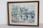 Vintage aquarelafdruk door Arno, Parijs, Notre Dame, Antiek en Kunst, Kunst | Schilderijen | Klassiek, Ophalen of Verzenden