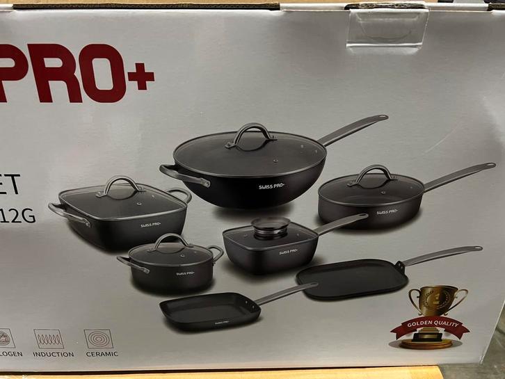 Partijhandel 10 x luxe pannensets 12 delig 7 pannen partij, Huis en Inrichting, Keuken | Potten en Pannen, Nieuw, Pannenset, Aluminium