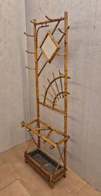 Bamboe kapstok met spiegel en paraplubak – halmeubel, Gebruikt, Minder dan 100 cm, Hout, Ophalen