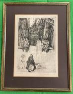 Ets: zijportaal kathedraal Antwerpen, door Georges Averhals, Ophalen of Verzenden