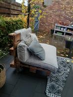 Loungebankje van Pallet met Kussens, Ophalen, Gebruikt, Hout, Verrijdbaar