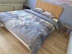 Ikea DELAKTIG bed met rotan hoofdbord - 160 cm, Ophalen, Gebruikt, Bruin, Tweepersoons