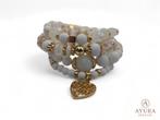 Bohemian armbanden - set van 4 - Wit & Goud, Verzenden, Wit, Kunststof of Plastic, Nieuw