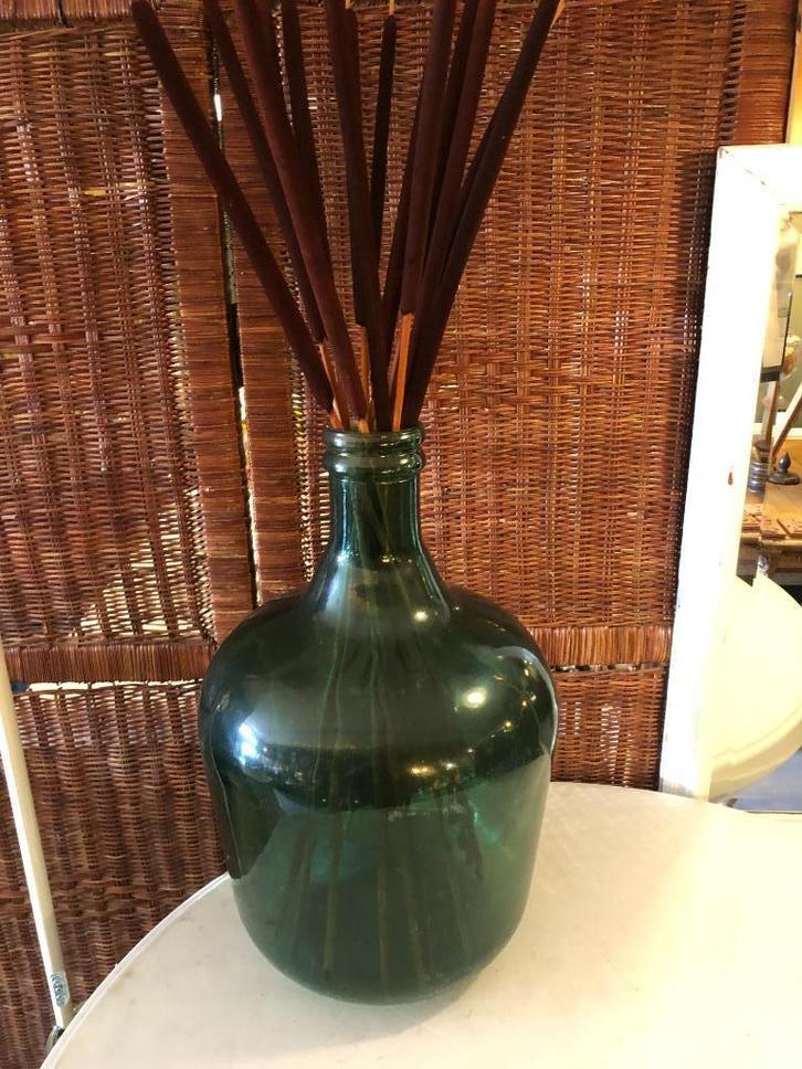 Grote groen glazen bolle fles, gistfles, Antiek en Kunst, Curiosa en Brocante, Ophalen