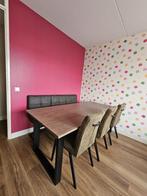 Eethoek: Stoelen, Bankje en tafel, Huis en Inrichting, Ophalen, Zo goed als nieuw, Stof, Stijlvol en degelijk