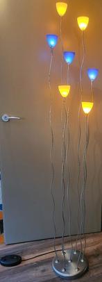 staande rvs lamp met 7 kelkjes dimbaar, Ophalen, Gebruikt, 60 watt of meer, Bipin of Steekvoet