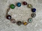 Sterling silver evil eyes  bracelet 925 multi color glass, Verzenden, Zo goed als nieuw, Zilver