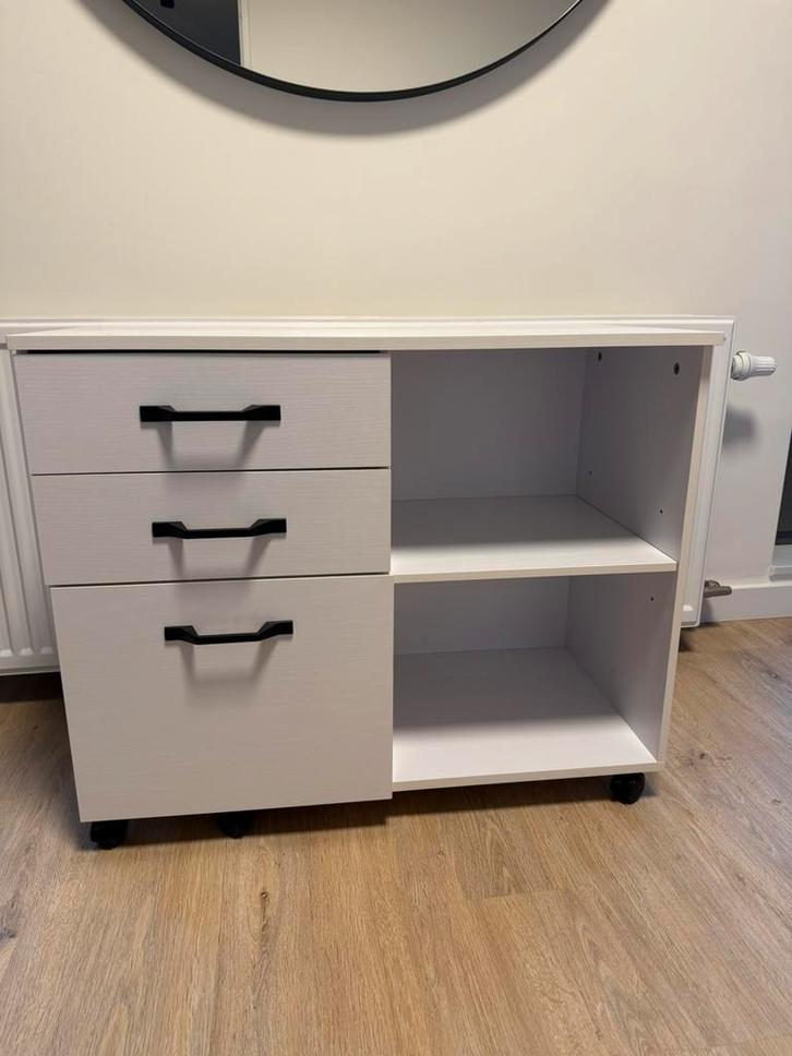 Verrijdbare opbergkast met ladeblock en planken, Huis en Inrichting, Kasten | Overige, Zo goed als nieuw, Ophalen