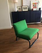 Vintage groene design buisframe stoel,prachtig lage fauteuil, Huis en Inrichting, Fauteuils, Ophalen, Minder dan 75 cm, Scandinavisch, buisframe, design, bauhaus, jaren 20/30, minimal