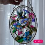 Vintage Glas en Lood Raamhanger Vogels & Bloemen, Huis en Inrichting, Ophalen of Verzenden, Gebruikt