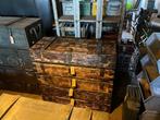 Gebrand en geborstelde legerkisten 22x46x107