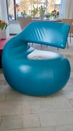 Prachtig leren Leolux Zwaan fauteuil (draaibaar), Ophalen, Gebruikt, Blauw, Leer