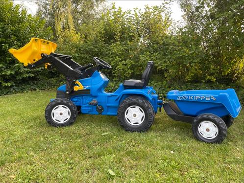 Traptractor - New Holland met kiepkar en voorlader, Kinderen en Baby's, Speelgoed | Buiten | Voertuigen en Loopfietsen, Zo goed als nieuw