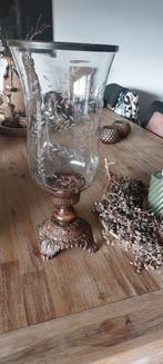 Groot Windlicht Geslepen Glas - 47cm, Huis en Inrichting, Woonaccessoires | Kandelaars en Kaarsen, Ophalen of Verzenden, Bruin