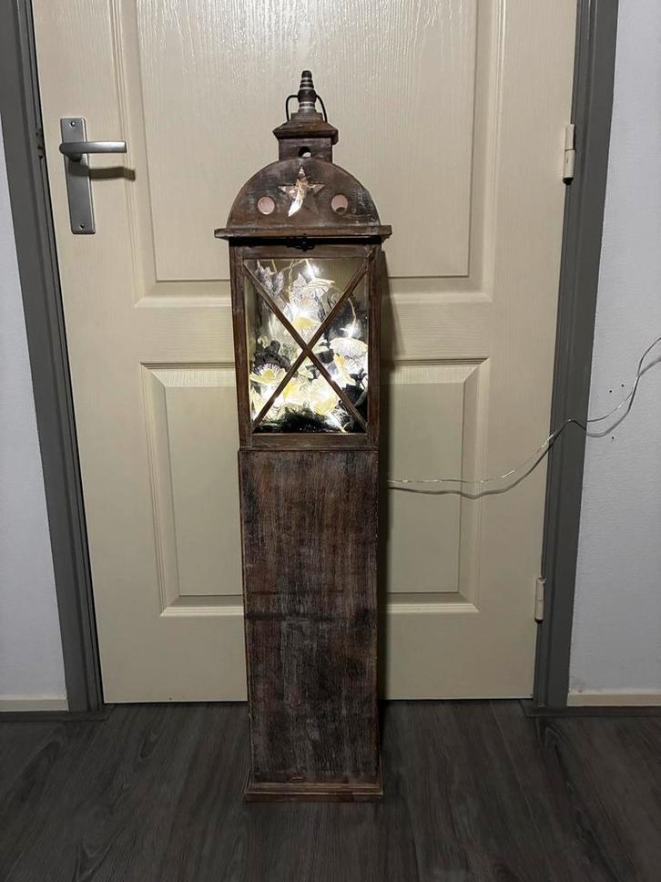 Lantaarn Zuil met Verlichting & Decoratie, Huis en Inrichting, Lampen | Hanglampen, Gebruikt, 75 cm of meer, Glas, Ophalen of Verzenden