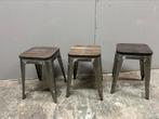 3 krukjes tolix model staal met houten zitting, Ophalen