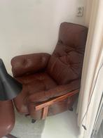 Vintage fauteuil met hocker Zweeds design Göte Möbler, Huis en Inrichting, Fauteuils, Ophalen, Minder dan 75 cm, Hout, 50 tot 75 cm