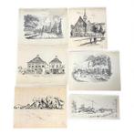 Bouke van der Sloot (1908-1994) - 6x inkttekening, Antiek en Kunst, Kunst | Tekeningen en Foto's, Ophalen of Verzenden