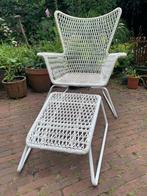 Ikea tuinstoel Hogsten wit met voetenbank hoog model, Tuin en Terras, Tuinstoelen, Ophalen of Verzenden, Gebruikt, Kunststof