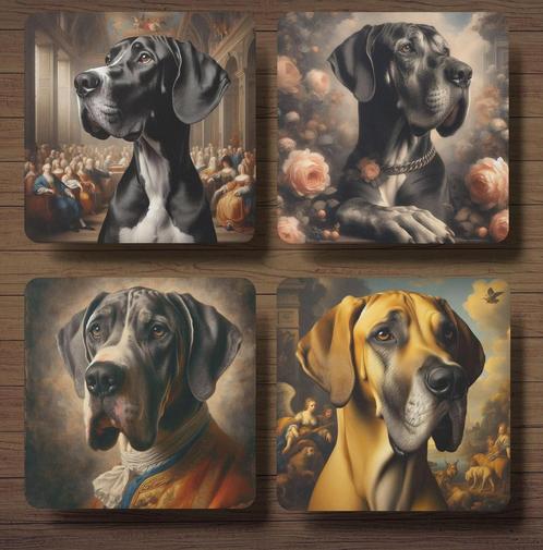 Duitse Dog Barok onderzetters met houder, Huis en Inrichting, Woonaccessoires | Onderzetters, Nieuw, Glas of Kopje, Ophalen of Verzenden
