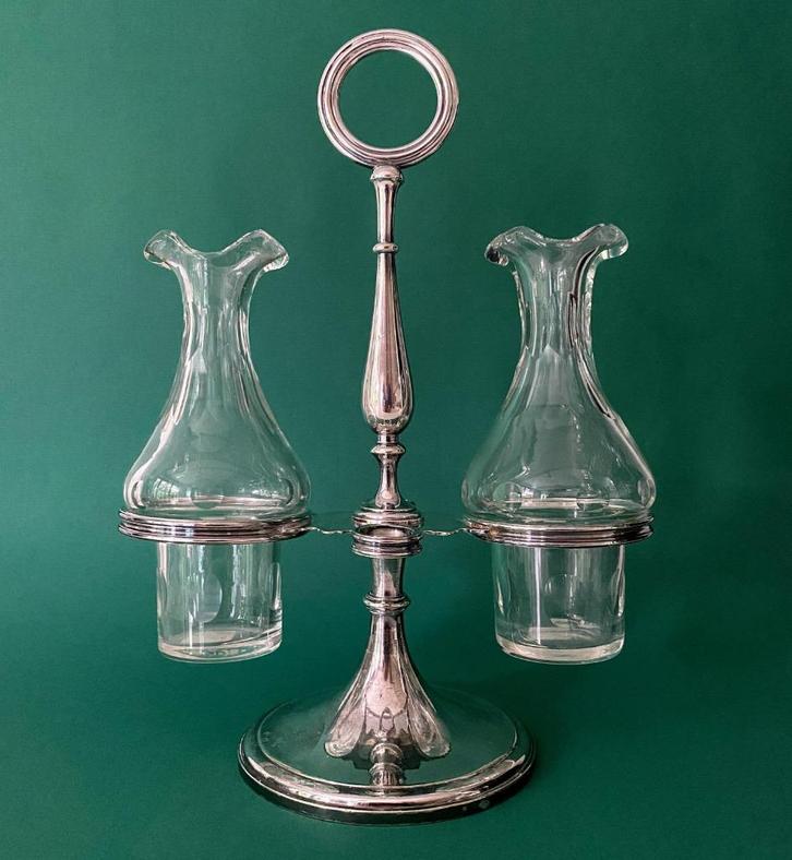 Olie-en azijnstelletje, Antiek en Kunst, Antiek | Glas en Kristal, Ophalen of Verzenden