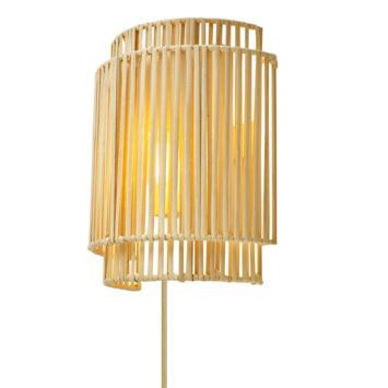 2x Wandlampje Nine Karwei rotan, Huis en Inrichting, Lampen | Wandlampen, Zo goed als nieuw, Hout, Ophalen