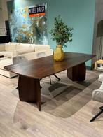 Japandi tafel 240cm bruin met houten poot, 200 cm of meer, Ophalen of Verzenden, Zo goed als nieuw, Vijf personen of meer