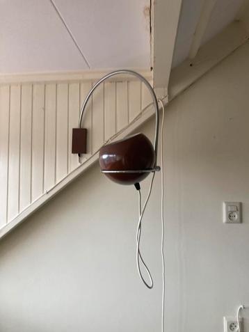 Gepo wandlamp, boogvorm, wit snoer, bruin. beschikbaar voor biedingen