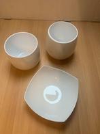 2 witte grote bloempotten en een mooie fruitschaal, Ophalen, Zo goed als nieuw, Rond