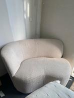Woood Bouclé Fauteuil / Bankje Stone crème met leuning links, Huis en Inrichting, Fauteuils, Gebruikt, Boucle, japandi, modern, ibiza, bali