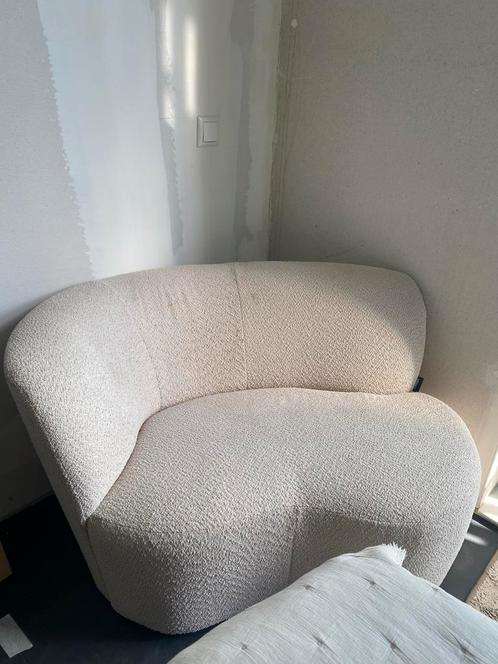 Woood Bouclé Fauteuil / Bankje Stone crème met leuning links, Huis en Inrichting, Fauteuils, Gebruikt, Stof, 75 tot 100 cm, Ophalen of Verzenden