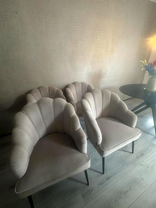 4 eetkamer schelpen stoelen erik kuster stijl, Huis en Inrichting, Stoelen, Vijf, Zes of meer stoelen, Overige kleuren, Ophalen