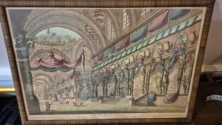 Ets van de Chineese tempel, Antiek en Kunst, Kunst | Etsen en Gravures, Ophalen of Verzenden
