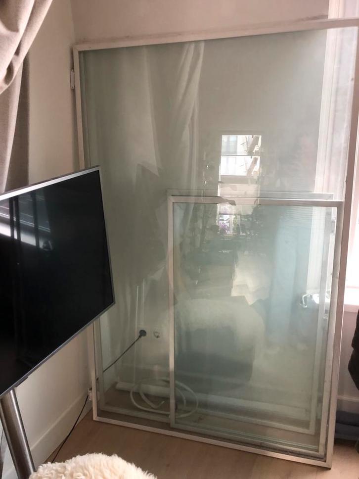 4 Voorzetramen - 2 Groot, 2 Klein, Doe-het-zelf en Verbouw, Glas en Ramen, Zo goed als nieuw, Gevelraam of Ruit, 160 cm of meer
