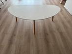 Organische salontafel, 60x120 wit/eiken, Huis en Inrichting, Ophalen, 50 tot 100 cm, Rond, Zo goed als nieuw