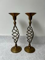 Antieke Messing Kandelaars - 25cm, Ophalen of Verzenden, Koper of Brons