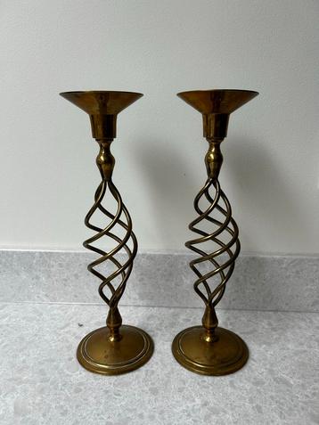 Antieke Messing Kandelaars - 25cm beschikbaar voor biedingen