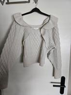 H&m crop top knitted ruffle sweater white wit Beige trui M, Kleding | Dames, Truien en Vesten, Nieuw, Maat 38/40 (M), H&M, Wit