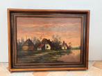 Schilderij met lijst - boerderijen aan het water, Antiek en Kunst, Kunst | Schilderijen | Klassiek, Ophalen